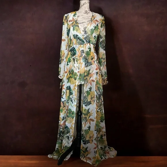 Luxxel Dresses | Luxxel Dress with Built in Shorts. Flowy and Floral. Long Dress | Color: Gold | Size: S | Pm-58989856's Closet